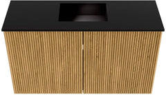 JOYA 70cm toiletmeubel kleur Oak. Wastafel FAYE positie Midden Zonder kraangat kleur Urban.