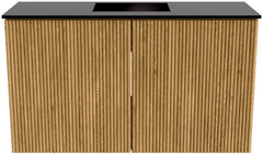 JOYA 70cm toiletmeubel kleur Oak. Wastafel FAYE positie Midden Zonder kraangat kleur Urban.