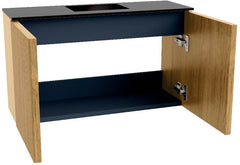 JOYA 70cm toiletmeubel kleur Oak. Wastafel FAYE positie Midden Zonder kraangat kleur Urban.