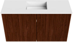 JOYA 70cm toiletmeubel kleur Ruby. Wastafel FAYE positie Midden Zonder kraangat kleur Talc.