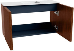 JOYA 70cm toiletmeubel kleur Ruby. Wastafel FAYE positie Midden Zonder kraangat kleur Talc.