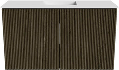 JOYA 70cm toiletmeubel kleur Shadow. Wastafel FAYE positie Midden Zonder kraangat kleur Talc.