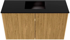 JOYA 70cm toiletmeubel kleur Oak. Wastafel FAYE positie Midden 1 kraangat kleur Urban.