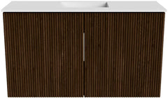 JOYA 70cm toiletmeubel kleur Walnut. Wastafel FAYE positie Midden 1 kraangat kleur Talc.