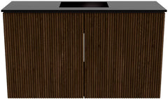 JOYA 70cm toiletmeubel kleur Walnut. Wastafel FAYE positie Midden 1 kraangat kleur Urban.