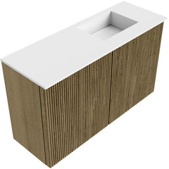 JOYA 70cm toiletmeubel kleur Dusk. Wastafel FAYE positie Rechts Zonder kraangat kleur Talc.