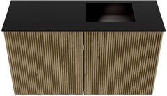 JOYA 70cm toiletmeubel kleur Dusk. Wastafel FAYE positie Rechts Zonder kraangat kleur Urban.