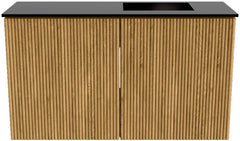 JOYA 70cm toiletmeubel kleur Oak. Wastafel FAYE positie Rechts Zonder kraangat kleur Urban.