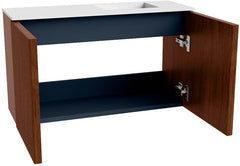 JOYA 70cm toiletmeubel kleur Ruby. Wastafel FAYE positie Rechts Zonder kraangat kleur Talc.