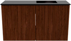 JOYA 70cm toiletmeubel kleur Ruby. Wastafel FAYE positie Rechts Zonder kraangat kleur Urban.