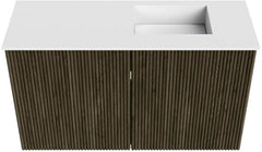 JOYA 70cm toiletmeubel kleur Shadow. Wastafel FAYE positie Rechts Zonder kraangat kleur Talc.