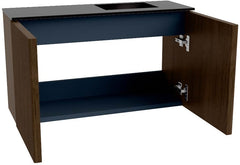 JOYA 70cm toiletmeubel kleur Walnut. Wastafel FAYE positie Rechts Zonder kraangat kleur Urban.