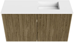 JOYA 70cm toiletmeubel kleur Dusk. Wastafel FAYE positie Rechts 1 kraangat kleur Talc.