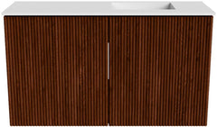 JOYA 70cm toiletmeubel kleur Ruby. Wastafel FAYE positie Rechts 1 kraangat kleur Talc.