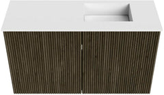 JOYA 70cm toiletmeubel kleur Shadow. Wastafel FAYE positie Rechts 1 kraangat kleur Talc.