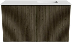 JOYA 70cm toiletmeubel kleur Shadow. Wastafel FAYE positie Rechts 1 kraangat kleur Talc.