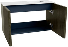 JOYA 70cm toiletmeubel kleur Shadow. Wastafel FAYE positie Rechts 1 kraangat kleur Talc.