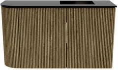 JOYA 71,6cm toiletmeubel ronding links kleur Dusk. Wastafel FAYE positie Rechts Zonder kraangat kleur Urban.