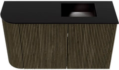 JOYA 71,6cm toiletmeubel ronding links kleur Shadow. Wastafel FAYE positie Rechts Zonder kraangat kleur Urban.