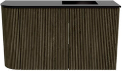 JOYA 71,6cm toiletmeubel ronding links kleur Shadow. Wastafel FAYE positie Rechts Zonder kraangat kleur Urban.