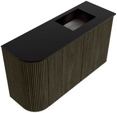 JOYA 71,6cm toiletmeubel ronding links kleur Shadow. Wastafel FAYE positie Rechts Zonder kraangat kleur Urban.