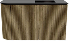 JOYA 71,6cm toiletmeubel ronding links kleur Dusk. Wastafel FAYE positie Rechts 1 kraangat kleur Urban.