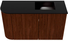 JOYA 71,6cm toiletmeubel ronding links kleur Ruby. Wastafel FAYE positie Rechts 1 kraangat kleur Urban.