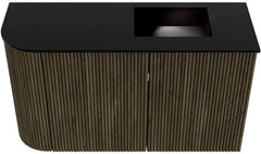 JOYA 71,6cm toiletmeubel ronding links kleur Shadow. Wastafel FAYE positie Rechts 1 kraangat kleur Urban.