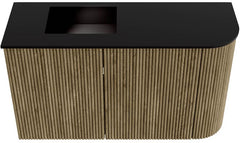 JOYA 71,6cm toiletmeubel ronding rechts kleur Dusk. Wastafel FAYE positie Links Zonder kraangat kleur Urban.