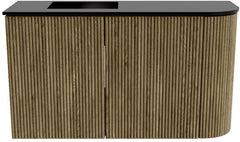 JOYA 71,6cm toiletmeubel ronding rechts kleur Dusk. Wastafel FAYE positie Links Zonder kraangat kleur Urban.