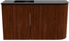 JOYA 71,6cm toiletmeubel ronding rechts kleur Ruby. Wastafel FAYE positie Links Zonder kraangat kleur Urban.