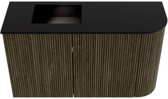 JOYA 71,6cm toiletmeubel ronding rechts kleur Shadow. Wastafel FAYE positie Links Zonder kraangat kleur Urban.