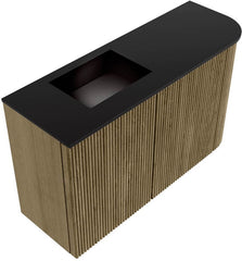 JOYA 71,6cm toiletmeubel ronding rechts kleur Dusk. Wastafel FAYE positie Links 1 kraangat kleur Urban.