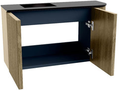 JOYA 71,6cm toiletmeubel ronding rechts kleur Dusk. Wastafel FAYE positie Links 1 kraangat kleur Urban.