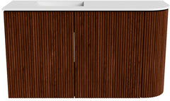 JOYA 71,6cm toiletmeubel ronding rechts kleur Ruby. Wastafel FAYE positie Links 1 kraangat kleur Talc.