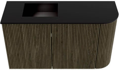 JOYA 71,6cm toiletmeubel ronding rechts kleur Shadow. Wastafel FAYE positie Links 1 kraangat kleur Urban.