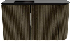 JOYA 71,6cm toiletmeubel ronding rechts kleur Shadow. Wastafel FAYE positie Links 1 kraangat kleur Urban.