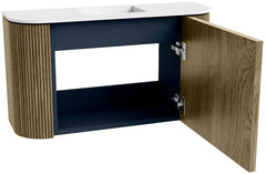 JOYA 73,2cm toiletmeubel ronding links + rechts kleur Dusk. Wastafel FAYE positie Midden Zonder kraangat kleur Talc.