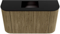 JOYA 73,2cm toiletmeubel ronding links + rechts kleur Dusk. Wastafel FAYE positie Midden Zonder kraangat kleur Urban.