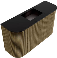 JOYA 73,2cm toiletmeubel ronding links + rechts kleur Dusk. Wastafel FAYE positie Midden Zonder kraangat kleur Urban.