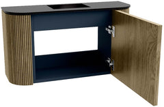 JOYA 73,2cm toiletmeubel ronding links + rechts kleur Dusk. Wastafel FAYE positie Midden Zonder kraangat kleur Urban.