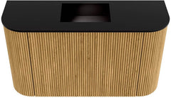 JOYA 73,2cm toiletmeubel ronding links + rechts kleur Oak. Wastafel FAYE positie Midden Zonder kraangat kleur Urban.