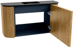 JOYA 73,2cm toiletmeubel ronding links + rechts kleur Oak. Wastafel FAYE positie Midden Zonder kraangat kleur Urban.