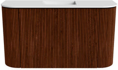 JOYA 73,2cm toiletmeubel ronding links + rechts kleur Ruby. Wastafel FAYE positie Midden Zonder kraangat kleur Talc.