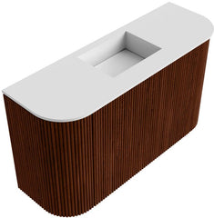 JOYA 73,2cm toiletmeubel ronding links + rechts kleur Ruby. Wastafel FAYE positie Midden Zonder kraangat kleur Talc.