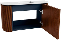 JOYA 73,2cm toiletmeubel ronding links + rechts kleur Ruby. Wastafel FAYE positie Midden Zonder kraangat kleur Talc.