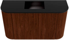 JOYA 73,2cm toiletmeubel ronding links + rechts kleur Ruby. Wastafel FAYE positie Midden Zonder kraangat kleur Urban.