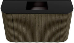 JOYA 73,2cm toiletmeubel ronding links + rechts kleur Shadow. Wastafel FAYE positie Midden Zonder kraangat kleur Urban.