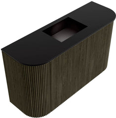 JOYA 73,2cm toiletmeubel ronding links + rechts kleur Shadow. Wastafel FAYE positie Midden Zonder kraangat kleur Urban.