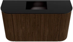 JOYA 73,2cm toiletmeubel ronding links + rechts kleur Walnut. Wastafel FAYE positie Midden Zonder kraangat kleur Urban.